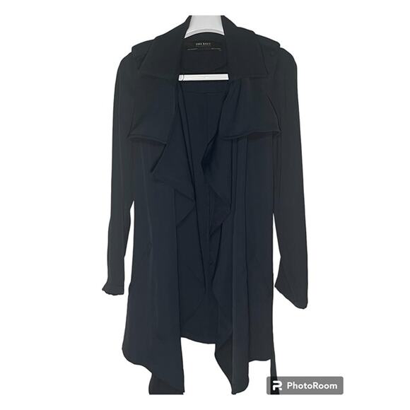 Zara Basic Collection Open Front Drape Long Sleeve Blue Cardigan Size XS USED - Picture 1 of 4